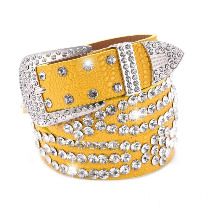 Leopard Studded Rhinestone Belt