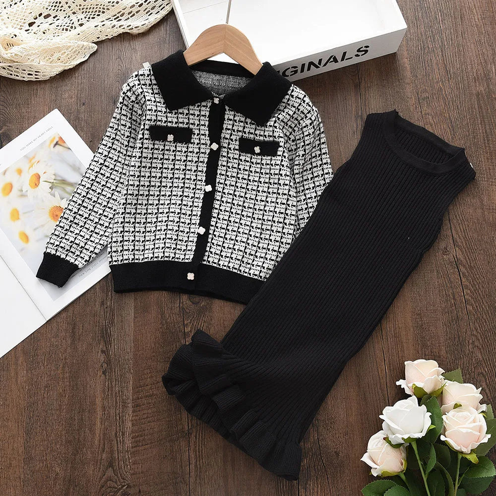 Girls Sweater Dress 2pcs Set