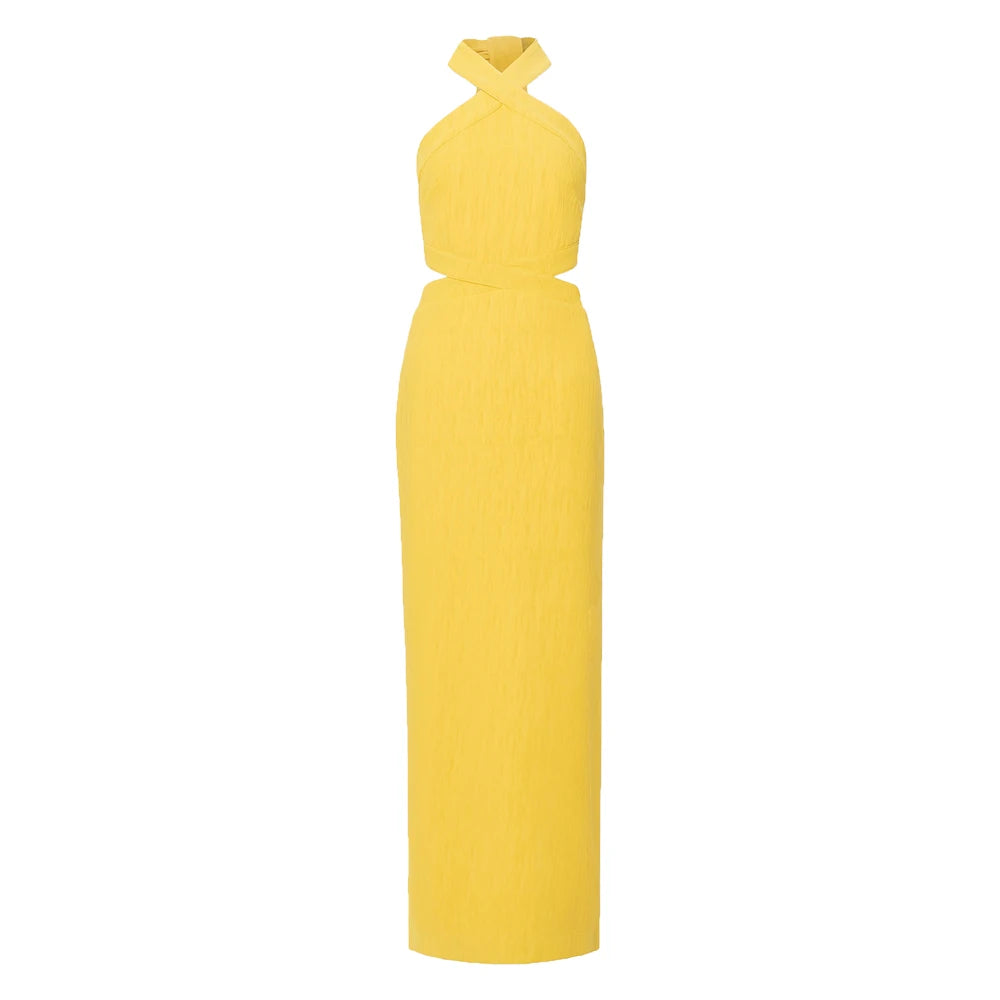 Halterneck Cutout Slim Maxi Dress Backless