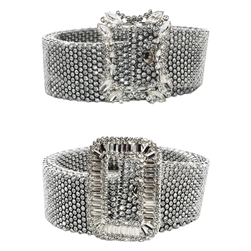 Bling Mesh Belts with Rhinestone Buckle