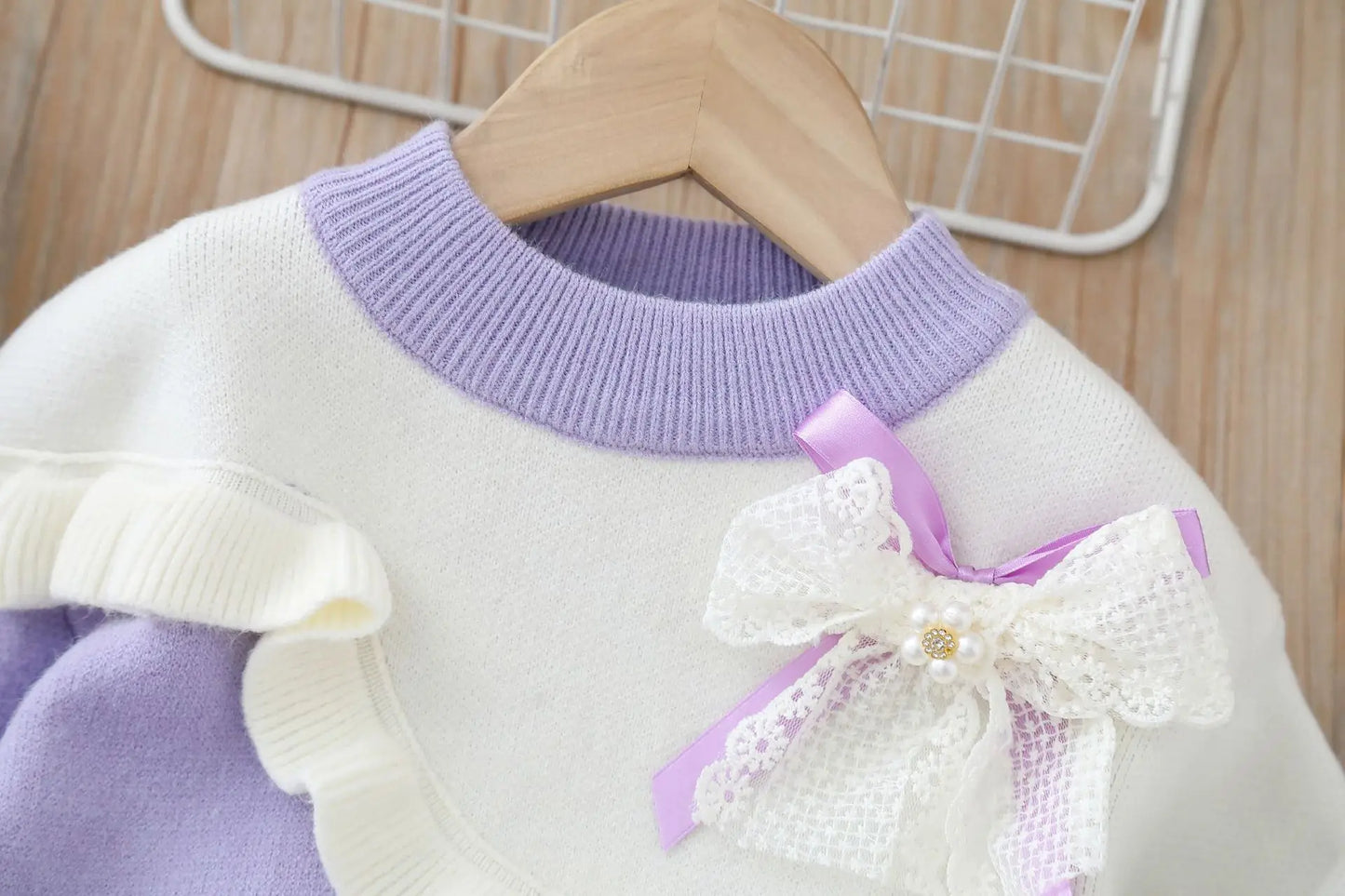 Girls 2 Pcs Knitted Sweaters Skirts