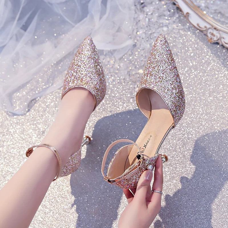 Glitter Party Ankle Strap Pumps