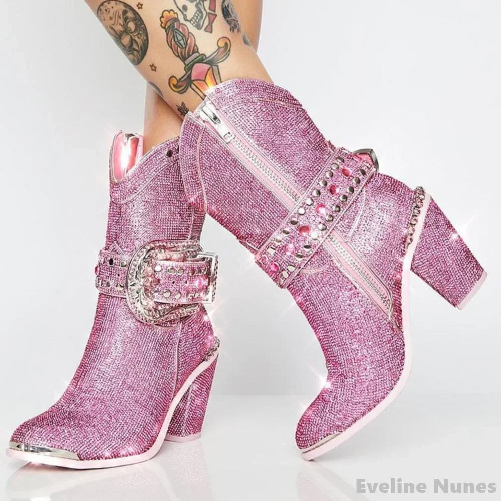 Luxury Sparkling Rhinestone Western Cowboy Boots