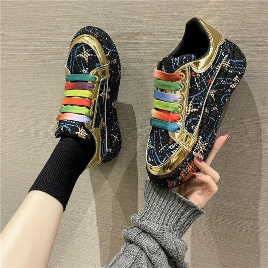 Graffiti Trendy Rhinestone Sneakers Shoes