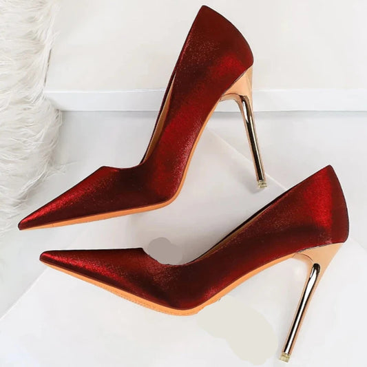 Satin Pumps Stiletto High Heels