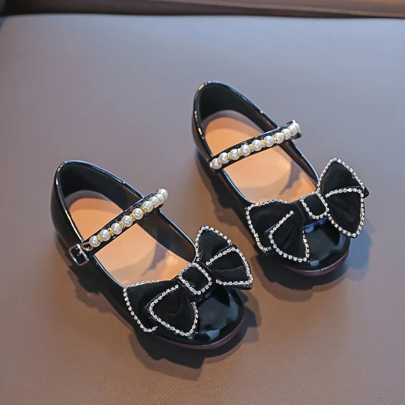 Mary Jane Shoes with Rhinestone Bow