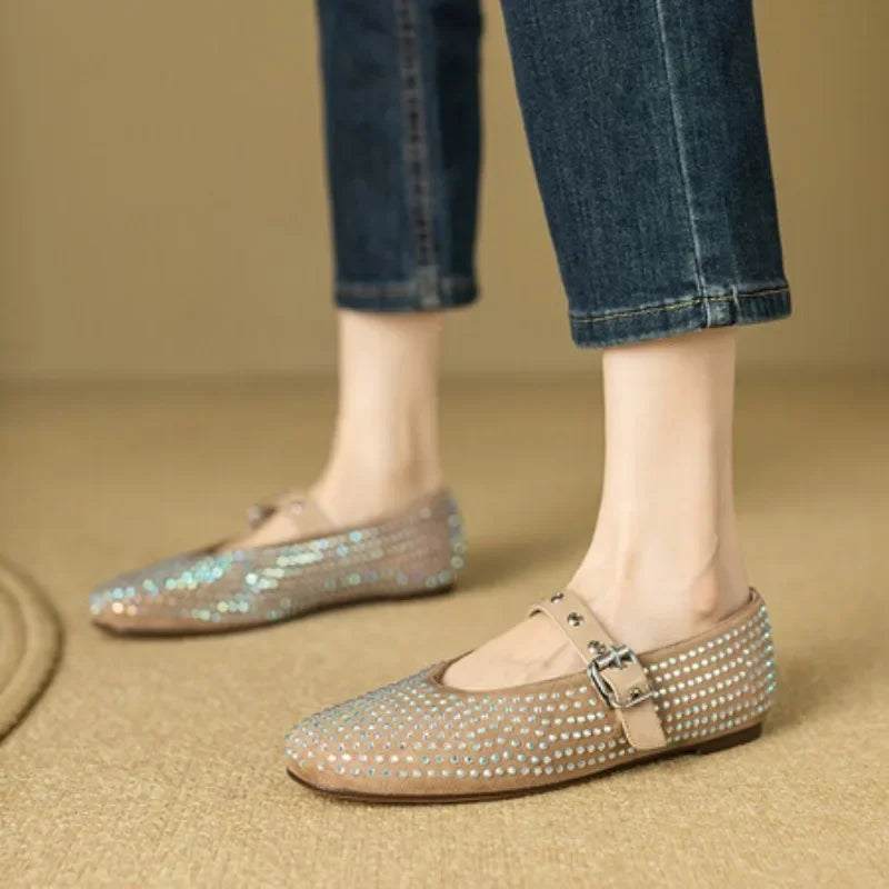 New Flat Rhinestone Rivet Hollow Belt Buckle Closure Casual Shoe