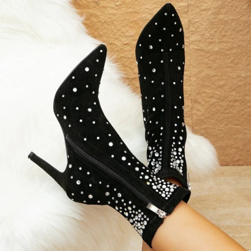 Rhinestone Suede Boots