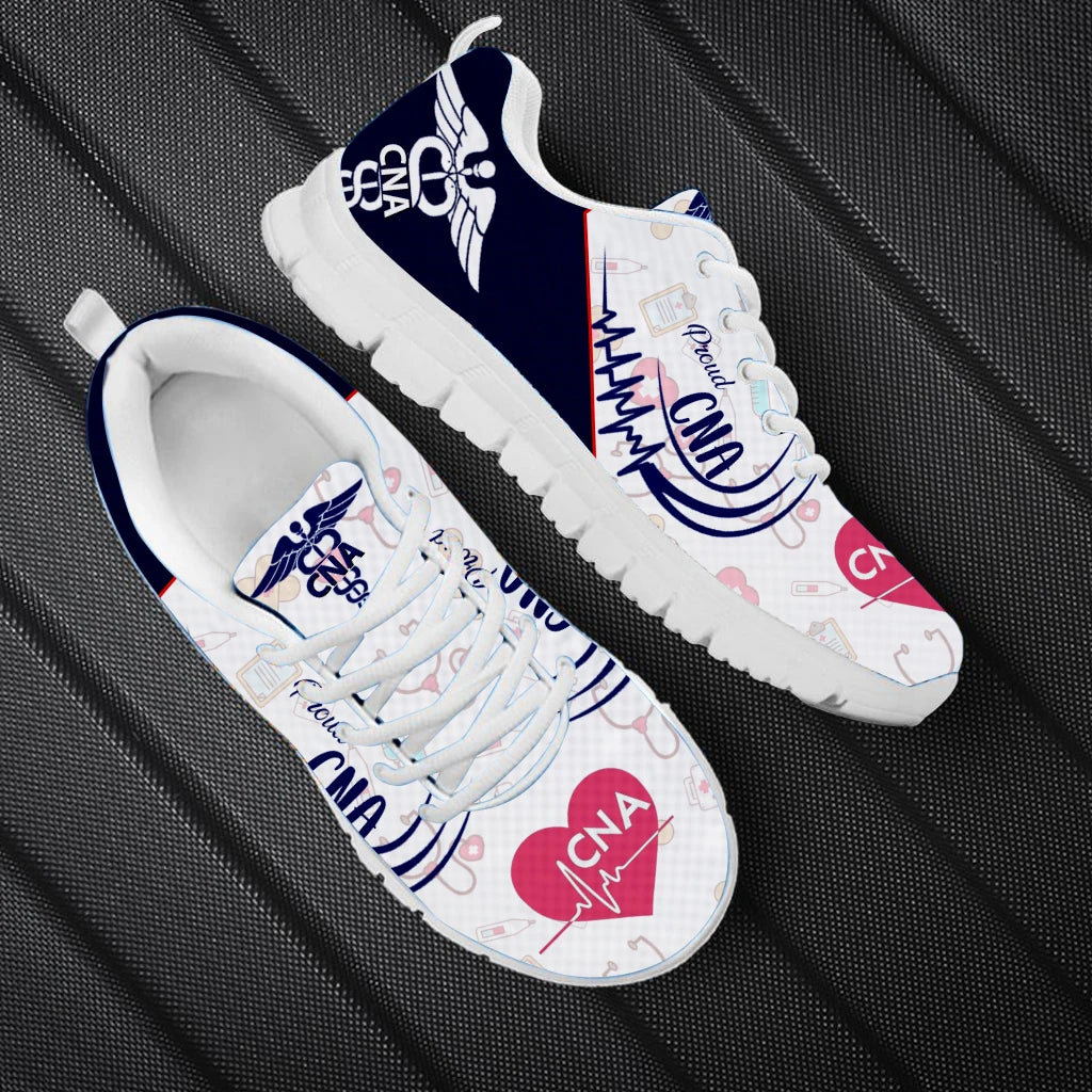 Colorful Gradient Nurse/Stethoscope Heartbeat Print Flat Sneakers