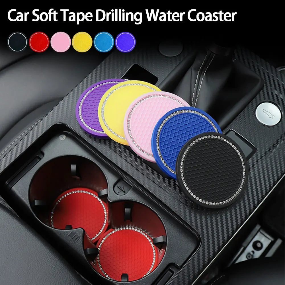 Car Non-slip Water Cup Pad with a Single Row of Bling