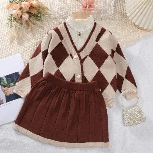 Girls Sweater Dress 2pcs Set