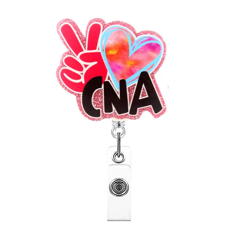 Glitter Acrylic "CNA Life" Nurse Retractable ID Badge Holder