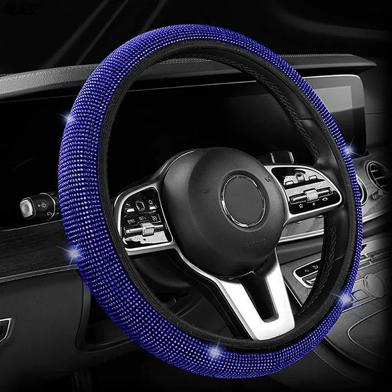 Bling Bling  Velvet Diamond Rhinestones Car Steering Wheel Cover