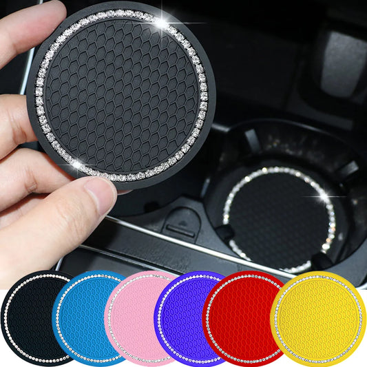 Car Non-slip Water Cup Pad with a Single Row of Bling