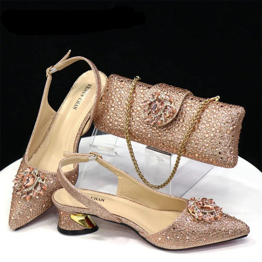 Italian Hollow Design Women Shoes with Matching Bag