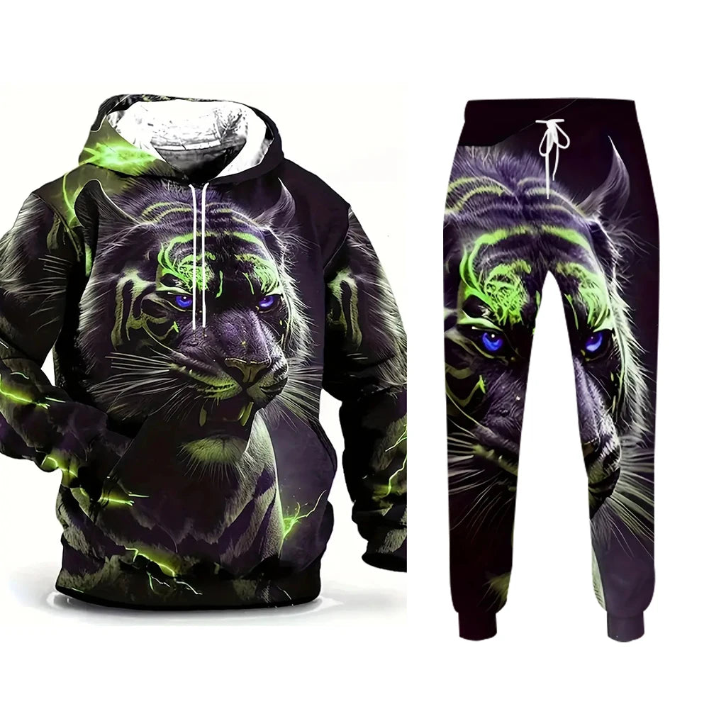 NEW Hoodies Set 3D Print Animal Patterns Men Tracksuit Sets