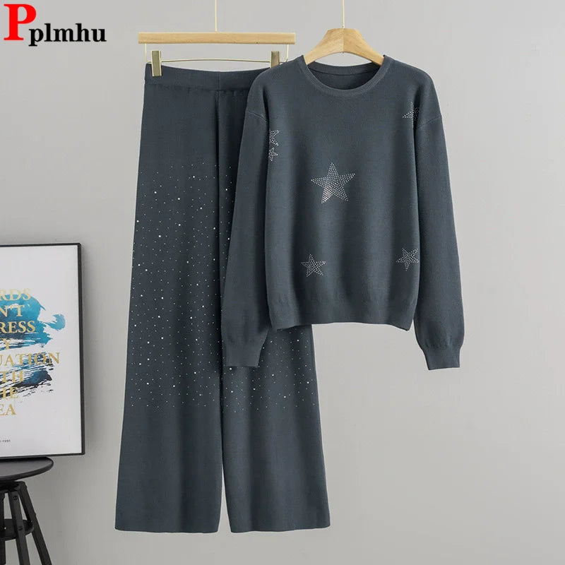 Rhinestone Knitted 2 Piece Sets