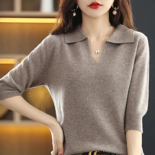 Women Knitted 3/4 length Sleeve Sweaters