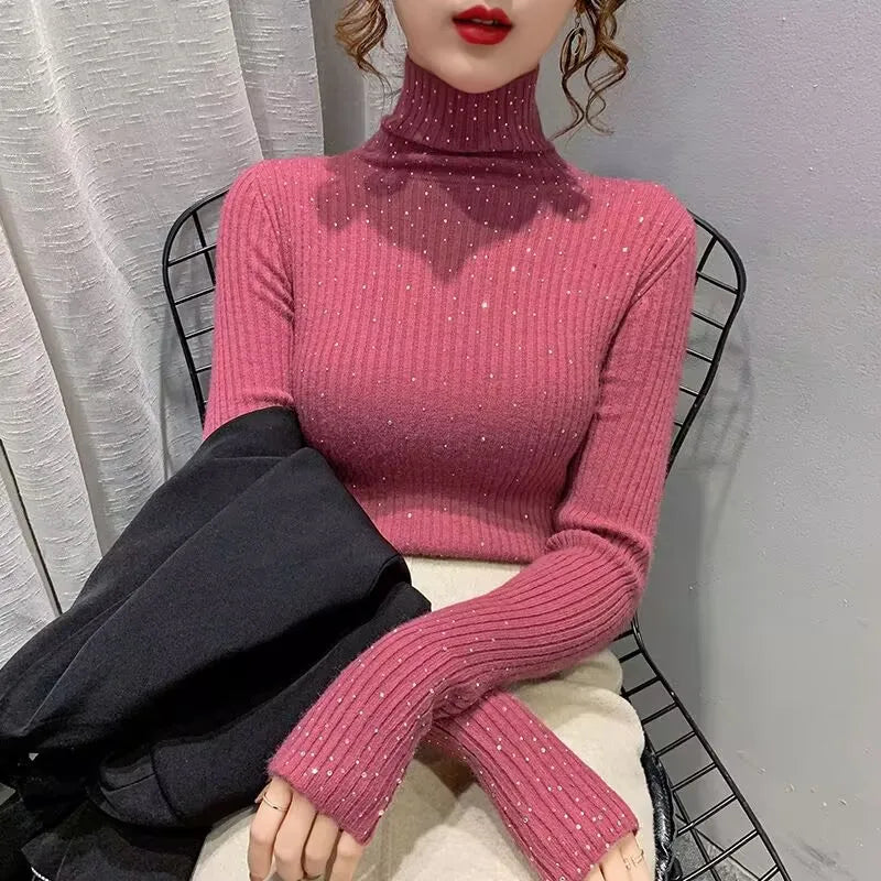 Bling Turtleneck Knitted Sweater