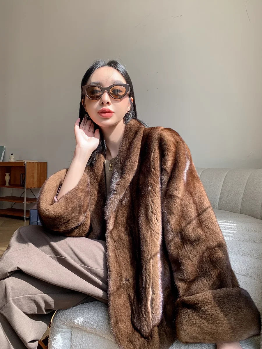 100% Real Mink Fur Coat