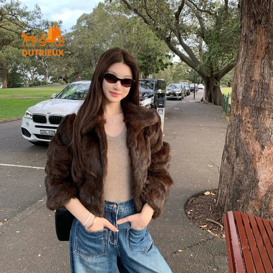 2025 New Winter Short Genuine Rabbit Fur Coat
