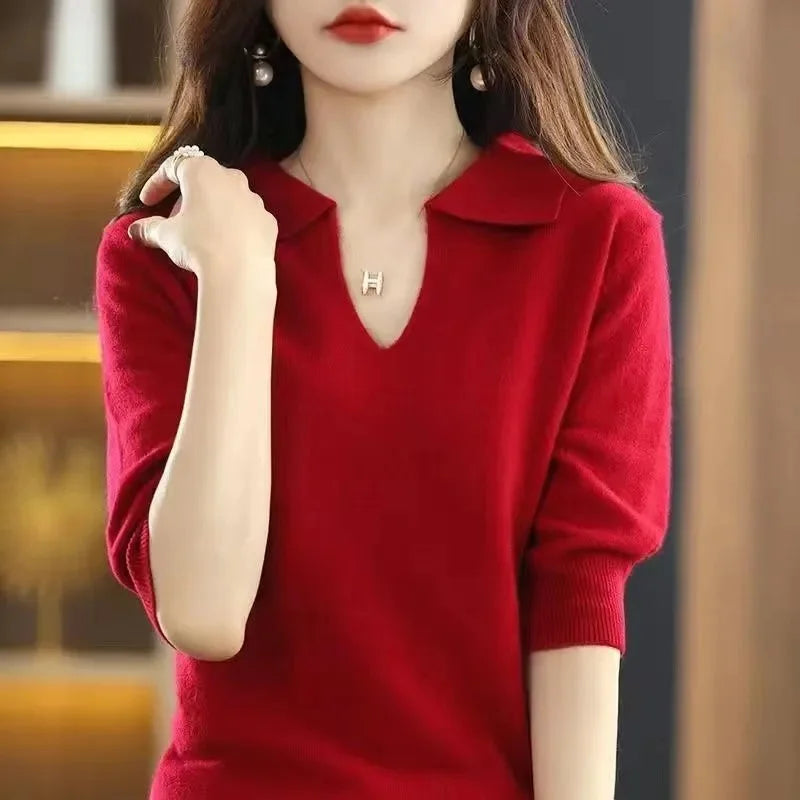 Women Knitted 3/4 length Sleeve Sweaters