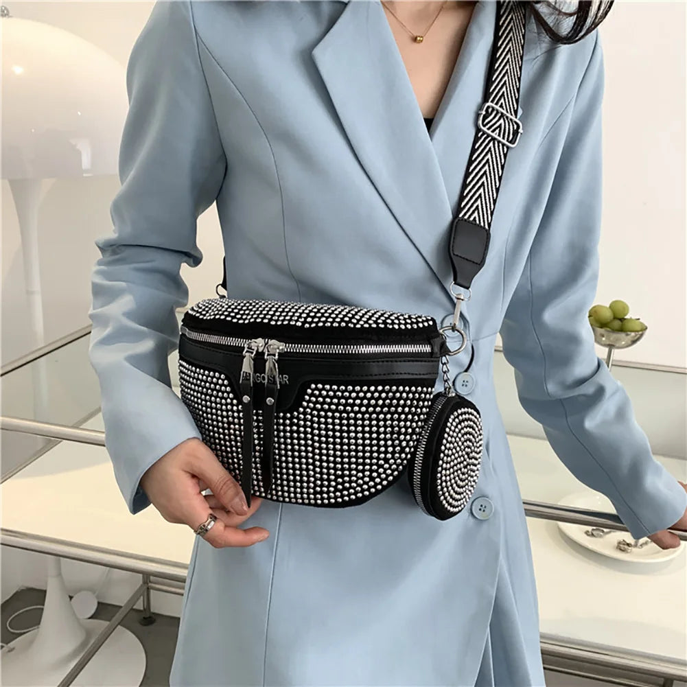 Rhinestone Waist Belt Bag