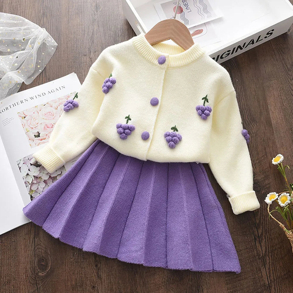 Girls Sweater Dress 2pcs Set