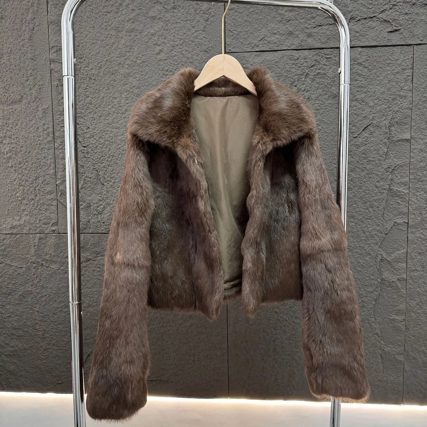 2025 New Winter Short Genuine Rabbit Fur Coat
