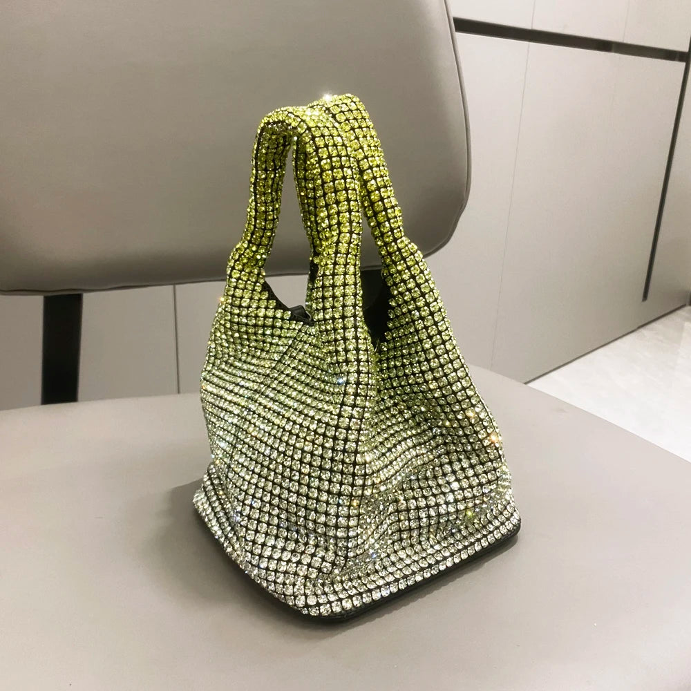 Ombre Rhinestones Hobo Shoulder Bag