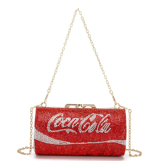 Fashion Coca Cola Rhinestone Crystal Sparkly Clutch Evening Handbags