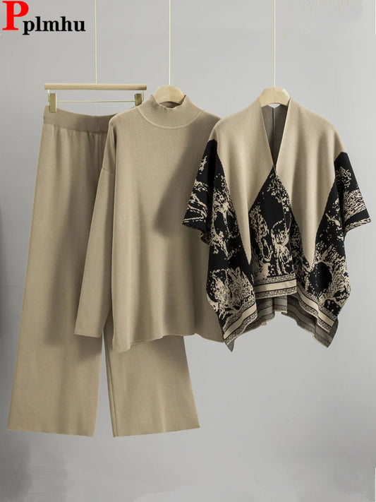 3 Piece  Turtleneck Sweater Pants Set
