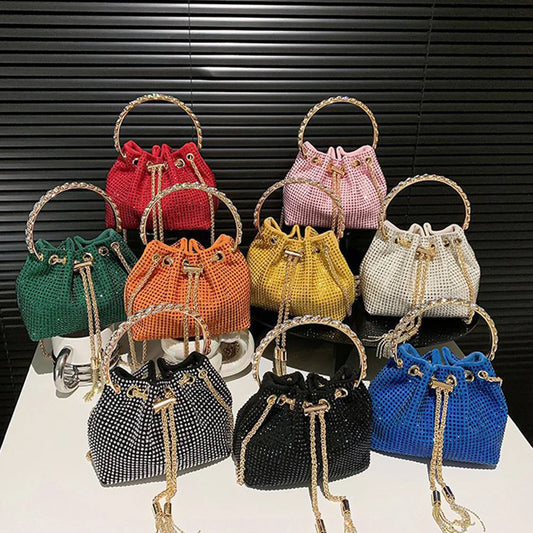 Candy Color Diamonds Drawstring Bucket Bag