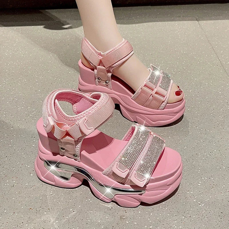 High Platform Bling Chunky Sandals