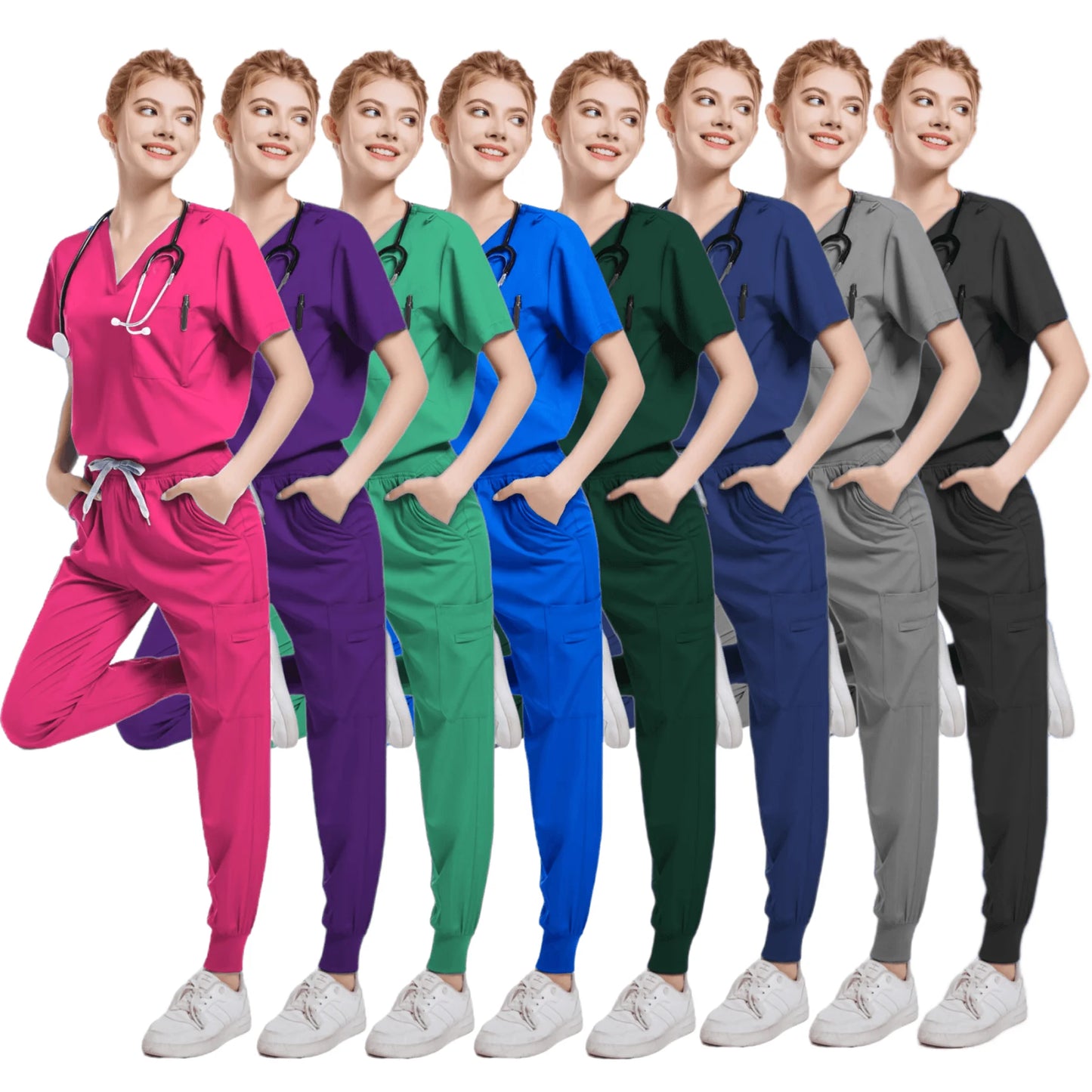 Split Suit Short Sleeved Hand Brushing Medical Care Uniform