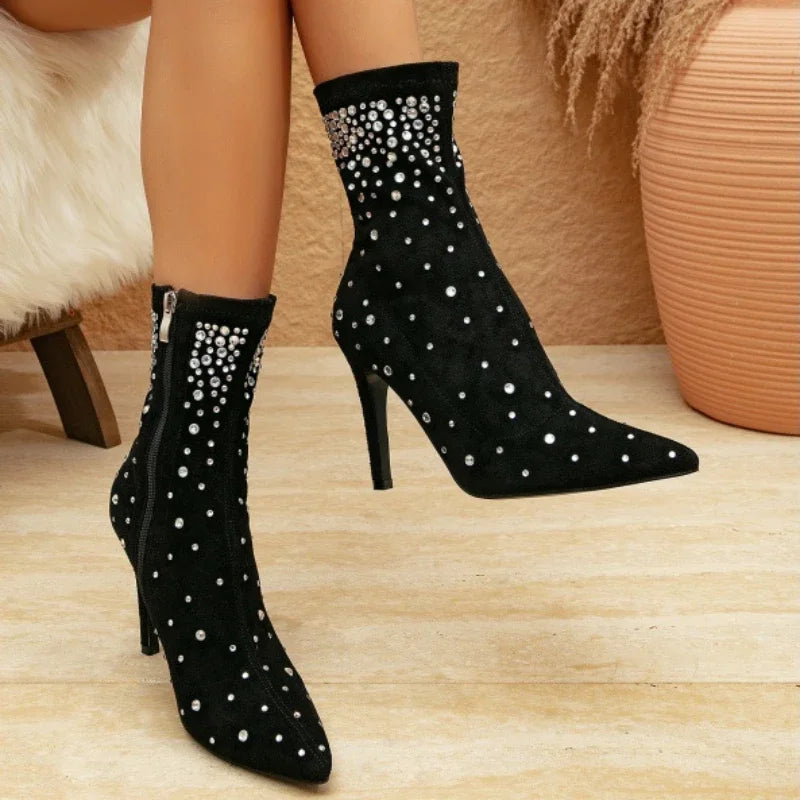 Rhinestone Suede Boots