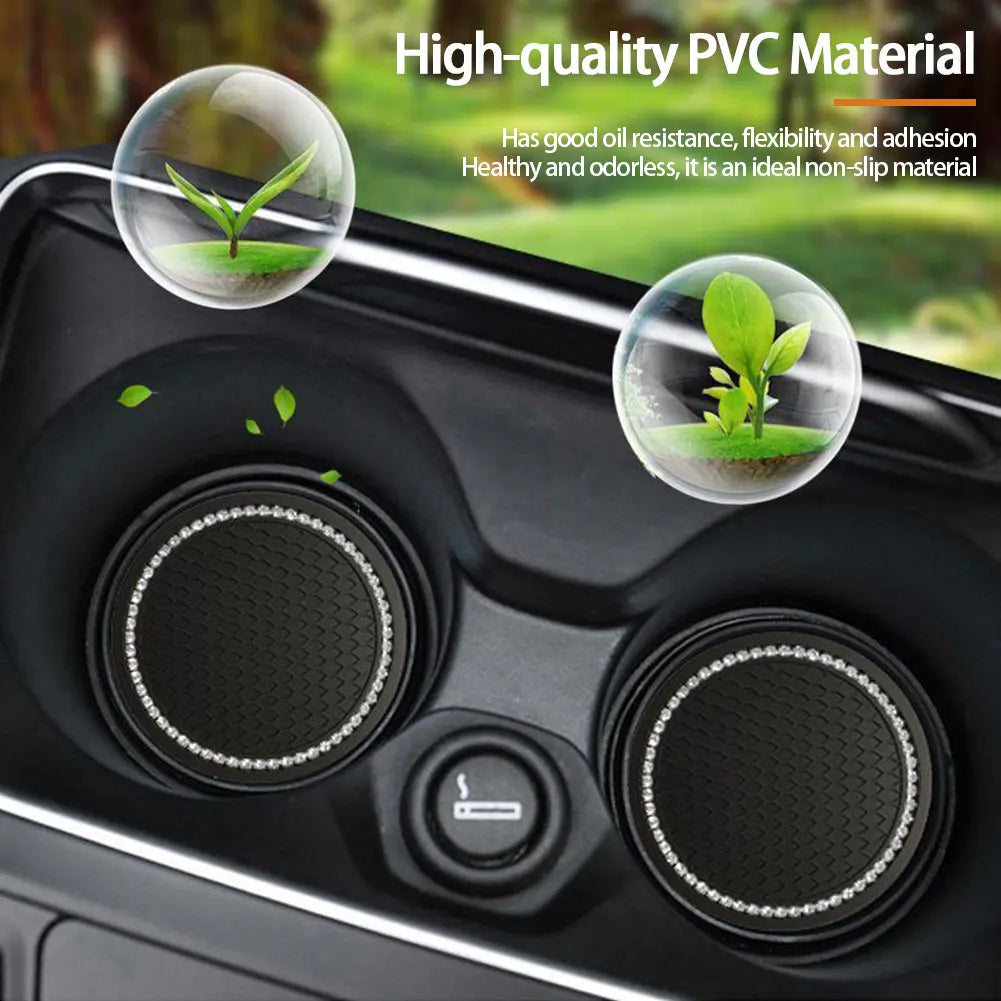 Car Non-slip Water Cup Pad with a Single Row of Bling