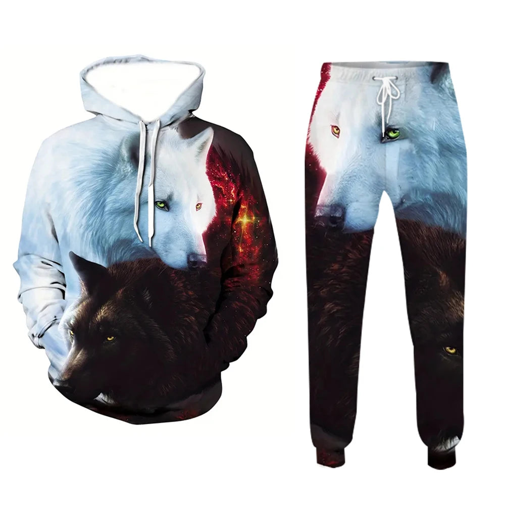 NEW Hoodies Set 3D Print Animal Patterns Men Tracksuit Sets