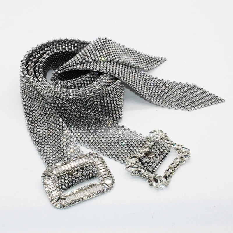 Bling Mesh Belts with Rhinestone Buckle