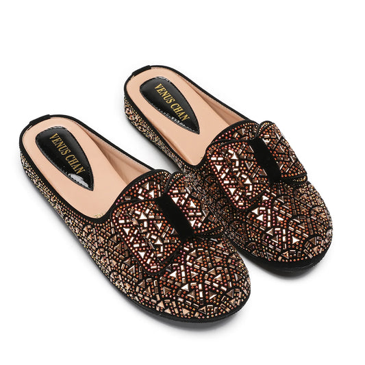 Nigeria Gold Color Stick in Elegant Flat Shoes