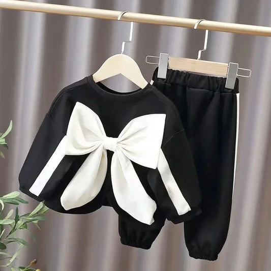 Fashionable Cute Large Bow Loose Sweater Pants 2PCS Set