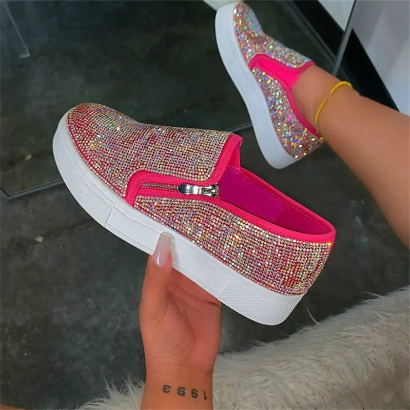 Rhinestone Bling Platform Loafer Style Sneaker