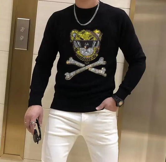 Men's Slim Fit Rhinestone sweater