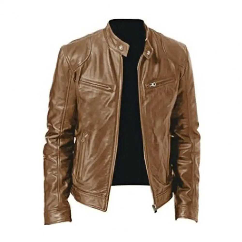 Men Casual Stylish Faux Leather Motorcycle Jacket