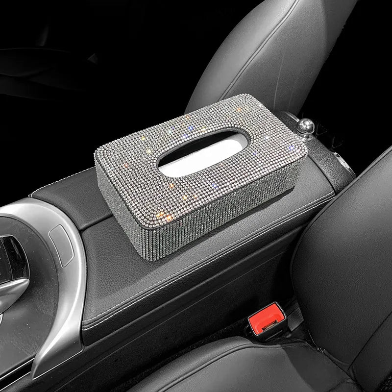 New Luxury Rhinestone Car Tissue Box Holder