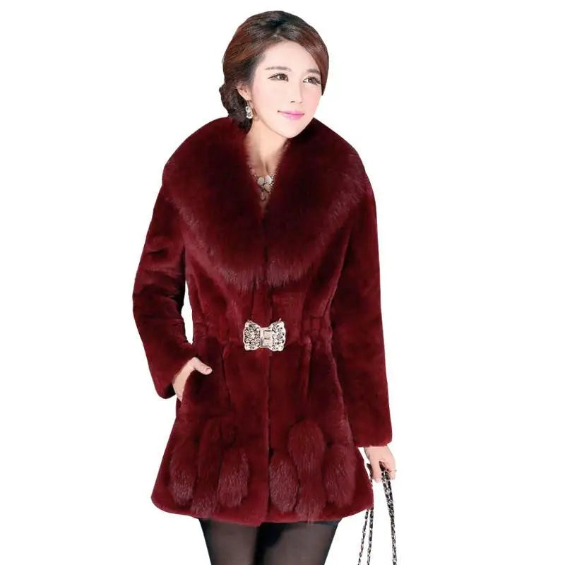Med-length imitation mink fur jackets