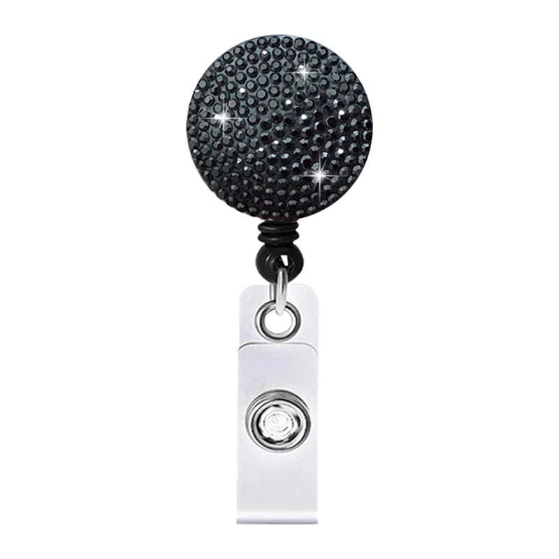 Bling Rhinestones Retractable ID Badge Holder