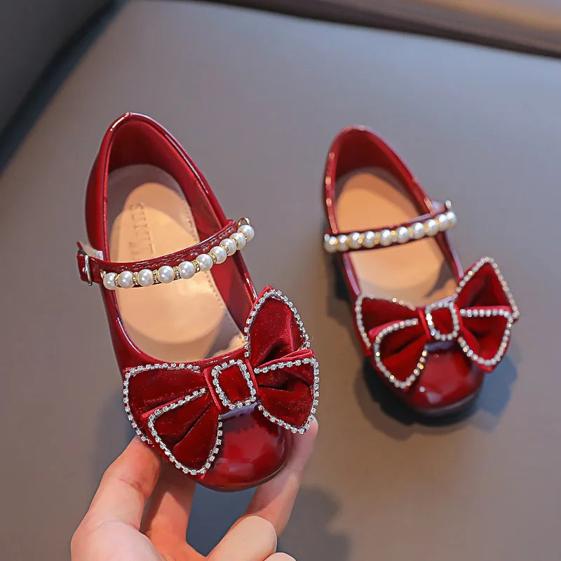 Mary Jane Shoes with Rhinestone Bow