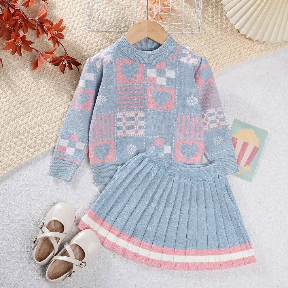 Girls Sweater Dress 2pcs Set