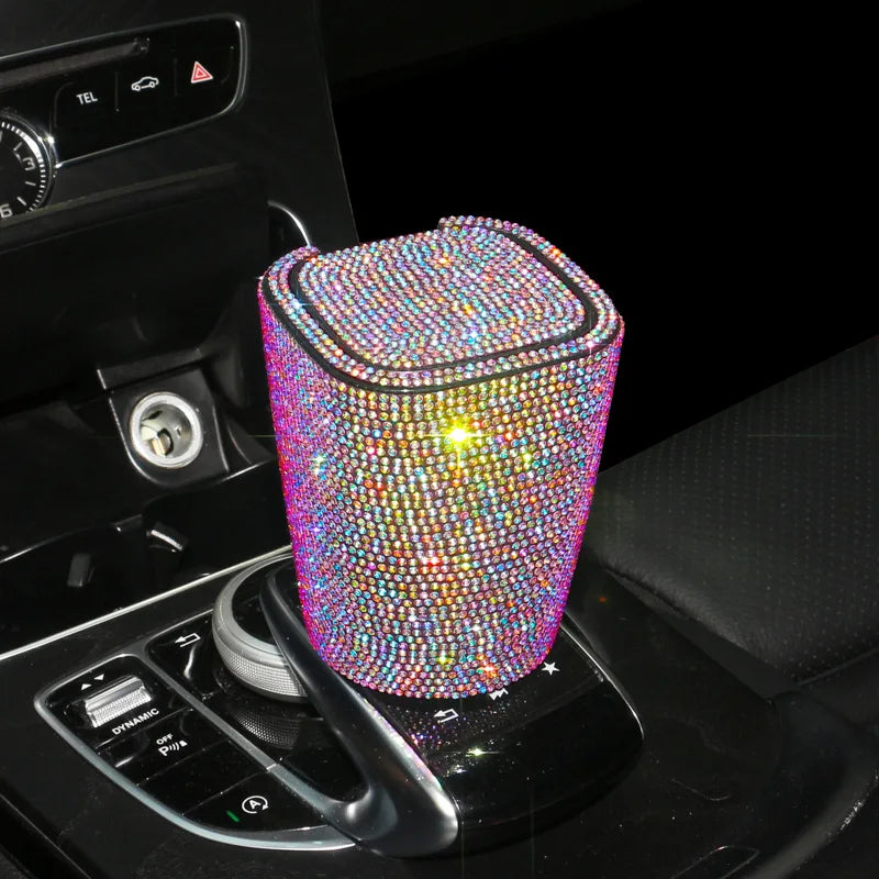 Bling Car Ashtray with LED Lights and Cover Windproof and Odor-Proof